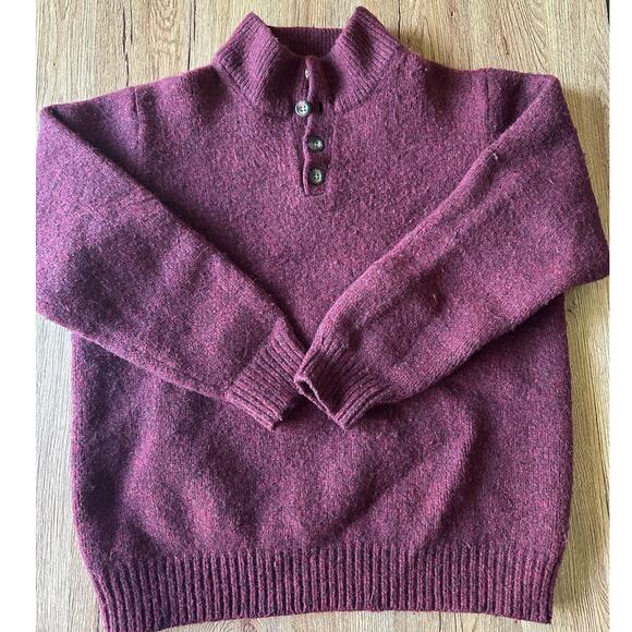 L.L. Bean Vtg 100% Lambswool Red Chunky Sweater Size Small - Picture 1 of 9